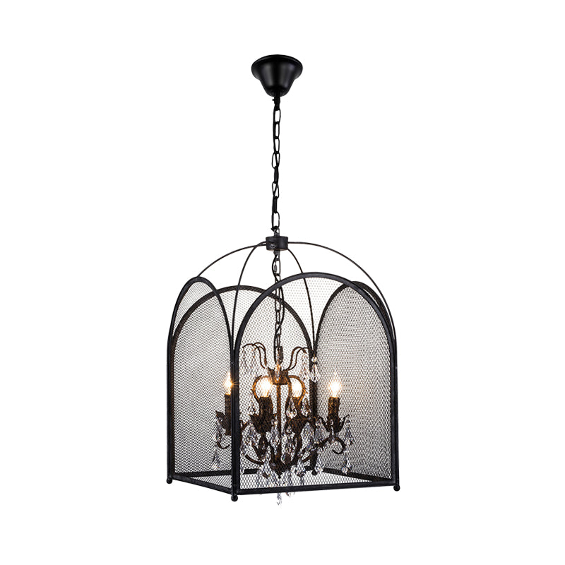 Vintage Candle Hanging Pendant 4 Lights Chandelier Black Crystal - Rebooters