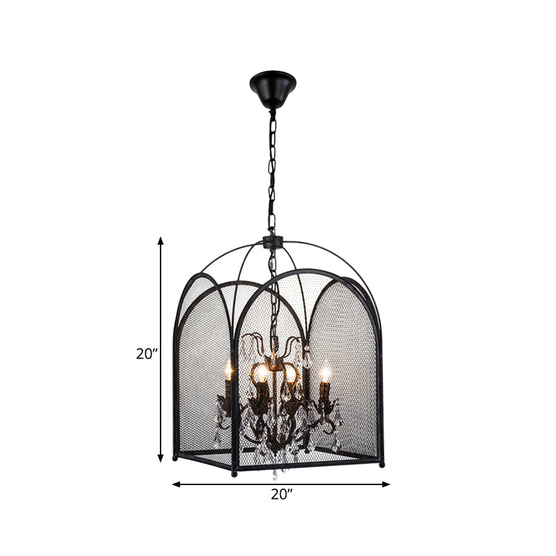 Vintage Candle Hanging Pendant 4 Lights Chandelier Black Crystal - Rebooters