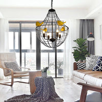 4 Lights Candelabra Suspended Lighting Fixture Black Chandelier - Rebooters