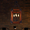 Metal Square Frame Pendant Lighting Fixture Traditional 4 Lights Restaurant Ceiling Chandelier in Dark Wood - Rebooters