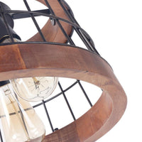 3 Lights Drum Ceiling Pendant Vintage Wood Metal Chandelier - Rebooters