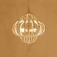 9-Light Chandelier Pendant Cottage Wooden Lantern Ceiling Light Fixture in White - Rebooters