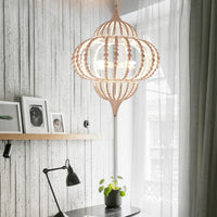 9-Light Chandelier Pendant Cottage Wooden Lantern Ceiling Light Fixture in White - Rebooters