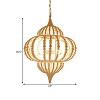 9-Light Chandelier Pendant Cottage Wooden Lantern Ceiling Light Fixture in White - Rebooters