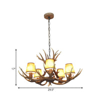 5 Lights Resin Chandelier Lamp Classic Antler Dining Room Light - Rebooters