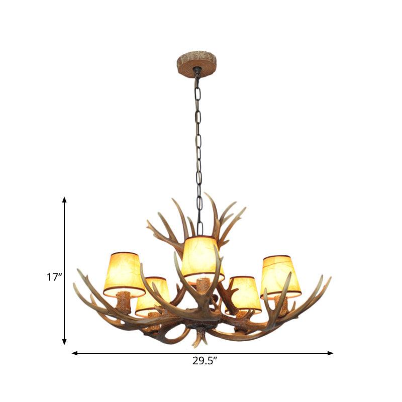 5 Lights Resin Chandelier Lamp Classic Antler Dining Room Light - Rebooters