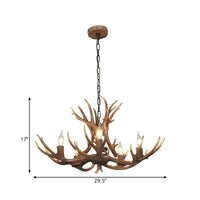 5 Lights Resin Chandelier Lamp Classic Antler Dining Room Light - Rebooters