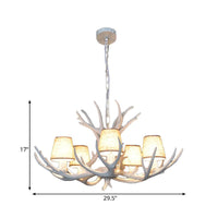 5 Lights Resin Chandelier Lamp Classic Antler Dining Room Light - Rebooters