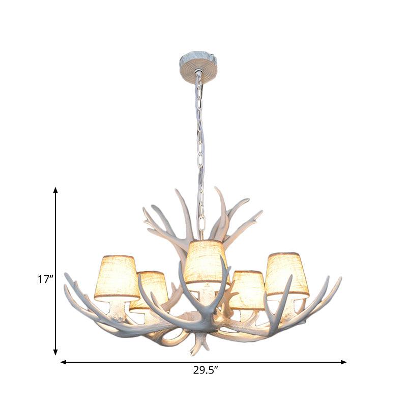 5 Lights Resin Chandelier Lamp Classic Antler Dining Room Light - Rebooters