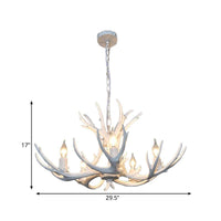 5 Lights Resin Chandelier Lamp Classic Antler Dining Room Light - Rebooters