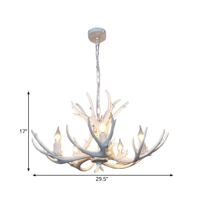 5 Lights Resin Chandelier Lamp Classic Antler Dining Room Light - Rebooters