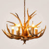 Wood Finish Antler Chandelier Lighting Rustic Resin Lamp - Rebooters