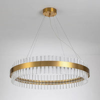 LED Round Chandelier Pendant Minimalistic Crystal Gold Finish - Rebooters
