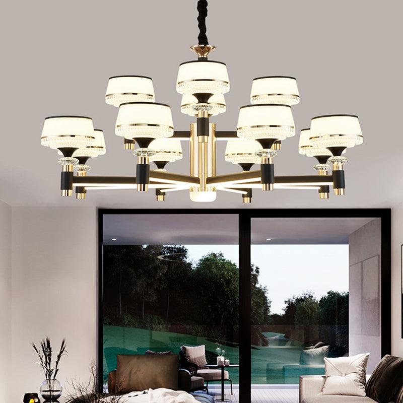 Round Living Room Chandelier Metal Modern Simplicity LED Fixture - Rebooters