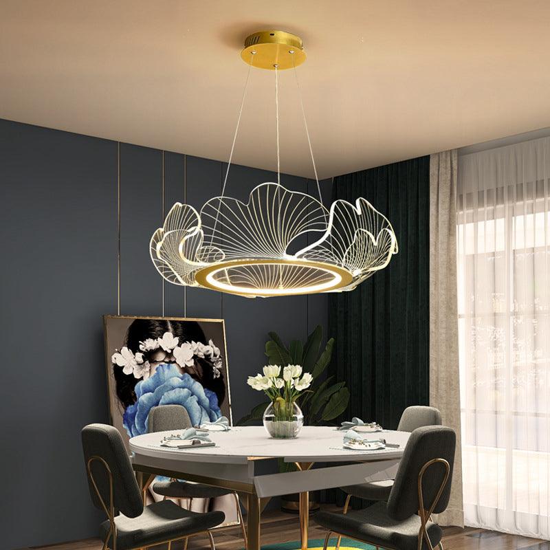Acrylic Leaf LED Chandelier Light Simplicity Gold Finish - Rebooters