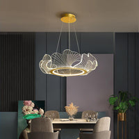Acrylic Leaf LED Chandelier Light Simplicity Gold Finish - Rebooters