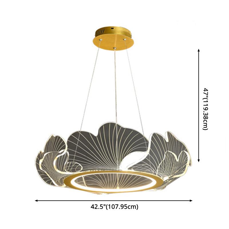 Acrylic Leaf LED Chandelier Light Simplicity Gold Finish - Rebooters