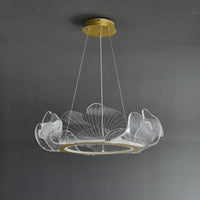 Acrylic Leaf LED Chandelier Light Simplicity Gold Finish - Rebooters