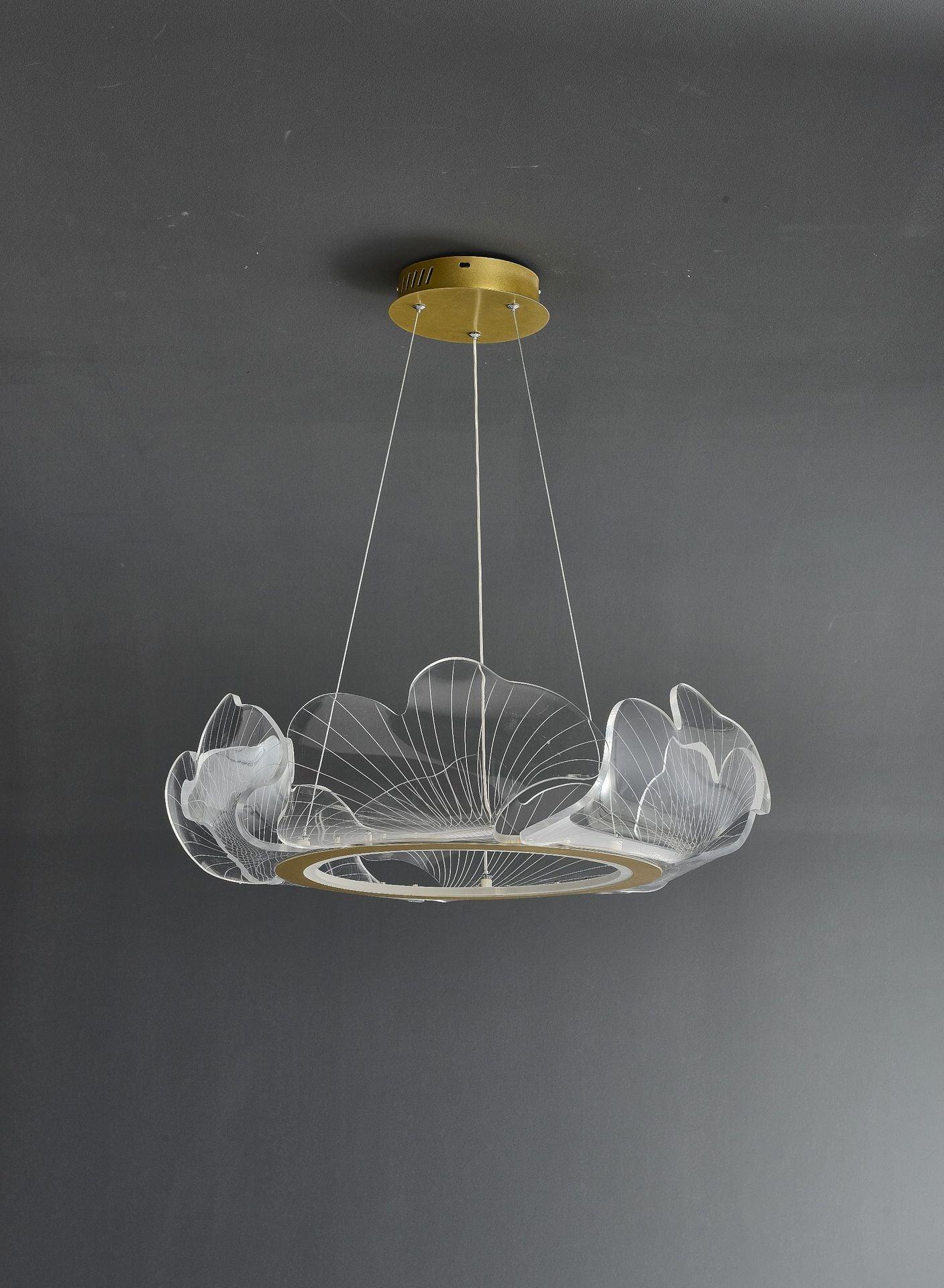 Acrylic Leaf LED Chandelier Light Simplicity Gold Finish - Rebooters