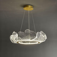 Acrylic Leaf LED Chandelier Light Simplicity Gold Finish - Rebooters