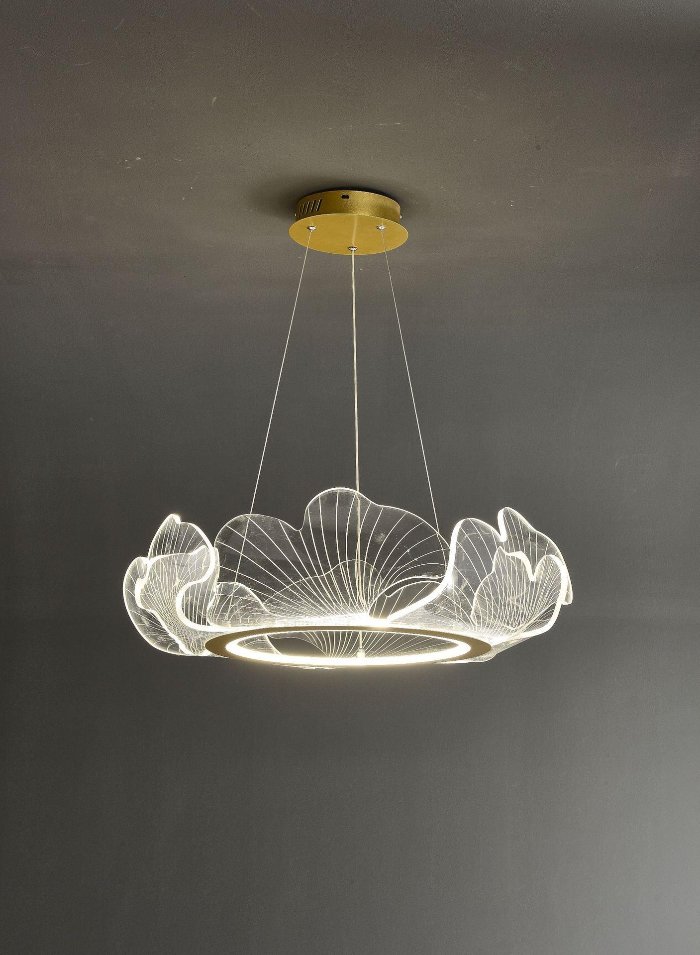 Acrylic Leaf LED Chandelier Light Simplicity Gold Finish - Rebooters
