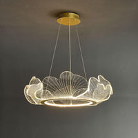Acrylic Leaf LED Chandelier Light Simplicity Gold Finish - Rebooters