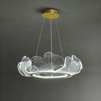 Acrylic Leaf LED Chandelier Light Simplicity Gold Finish - Rebooters