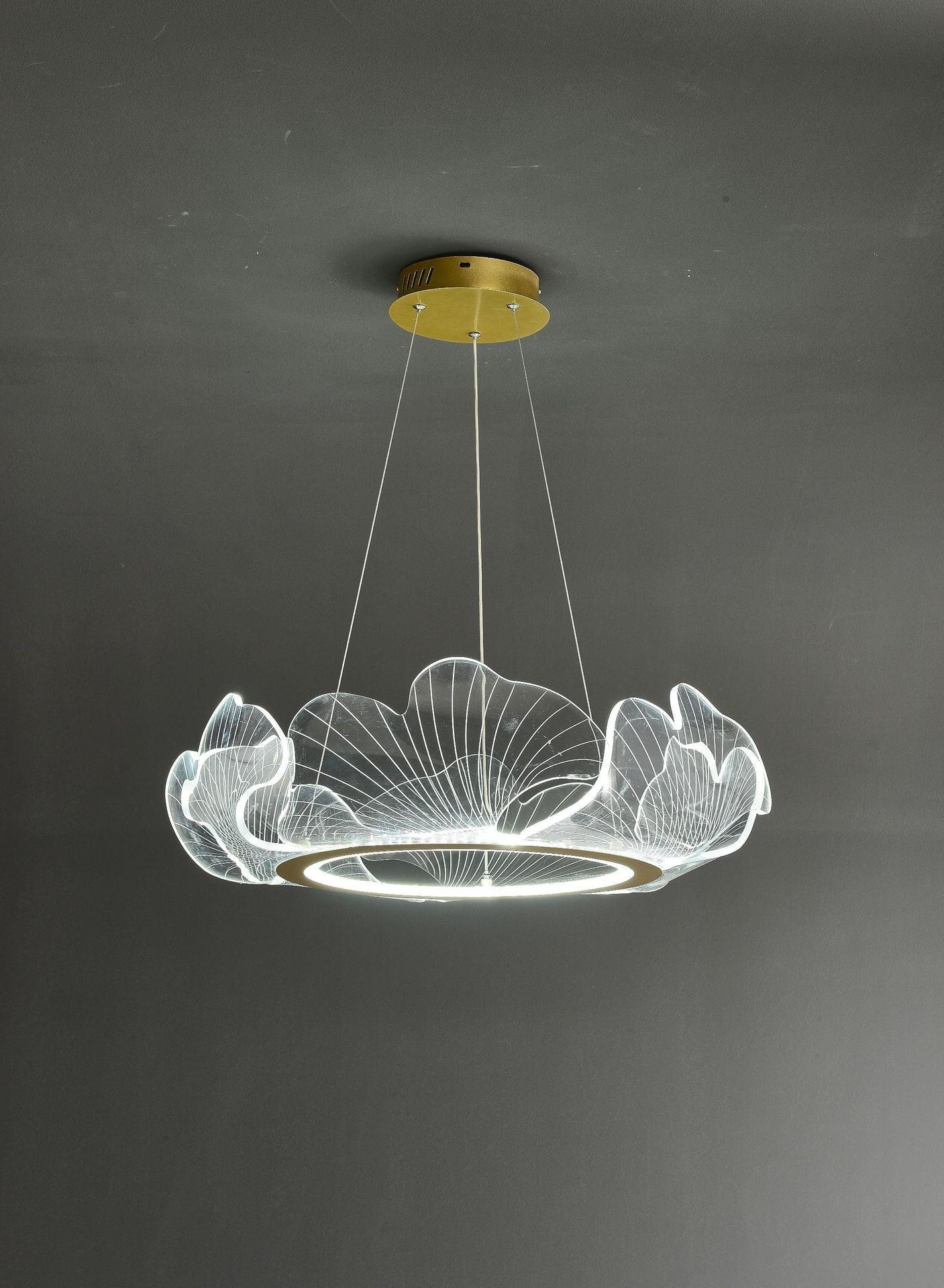 Acrylic Leaf LED Chandelier Light Simplicity Gold Finish - Rebooters
