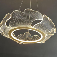 Acrylic Leaf LED Chandelier Light Simplicity Gold Finish - Rebooters