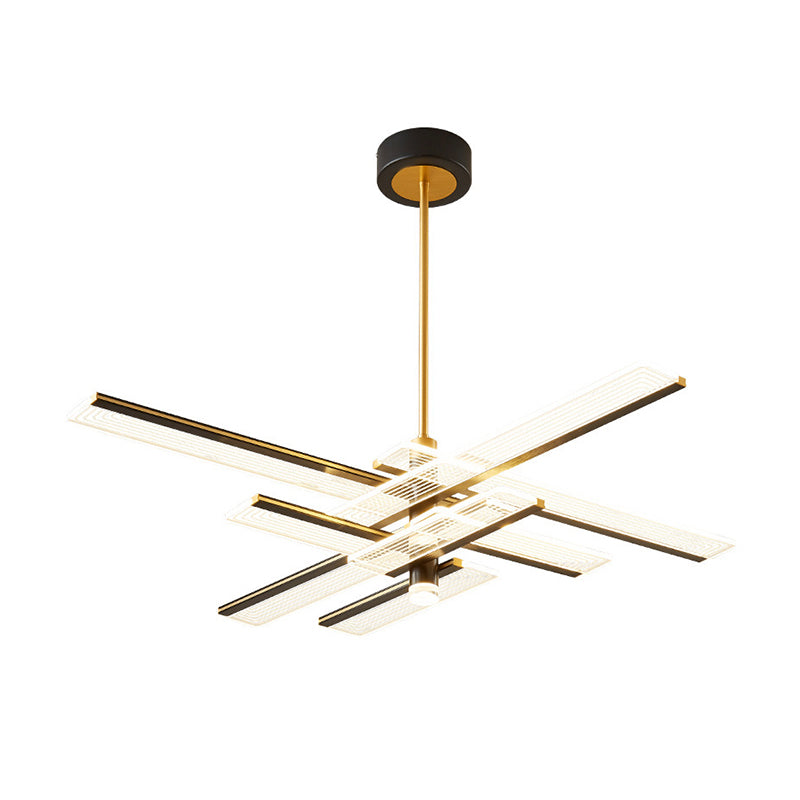 Rectangular Panel Hanging Light Fixture Modern Acrylic Black LED Chandelier - Rebooters