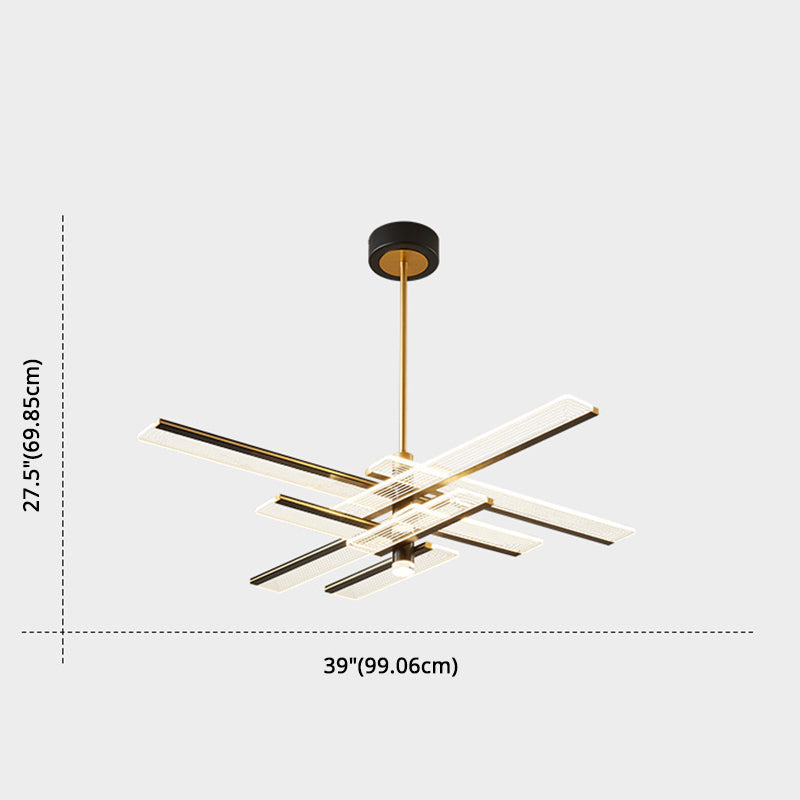 Rectangular Panel Hanging Light Fixture Modern Acrylic Black LED Chandelier - Rebooters