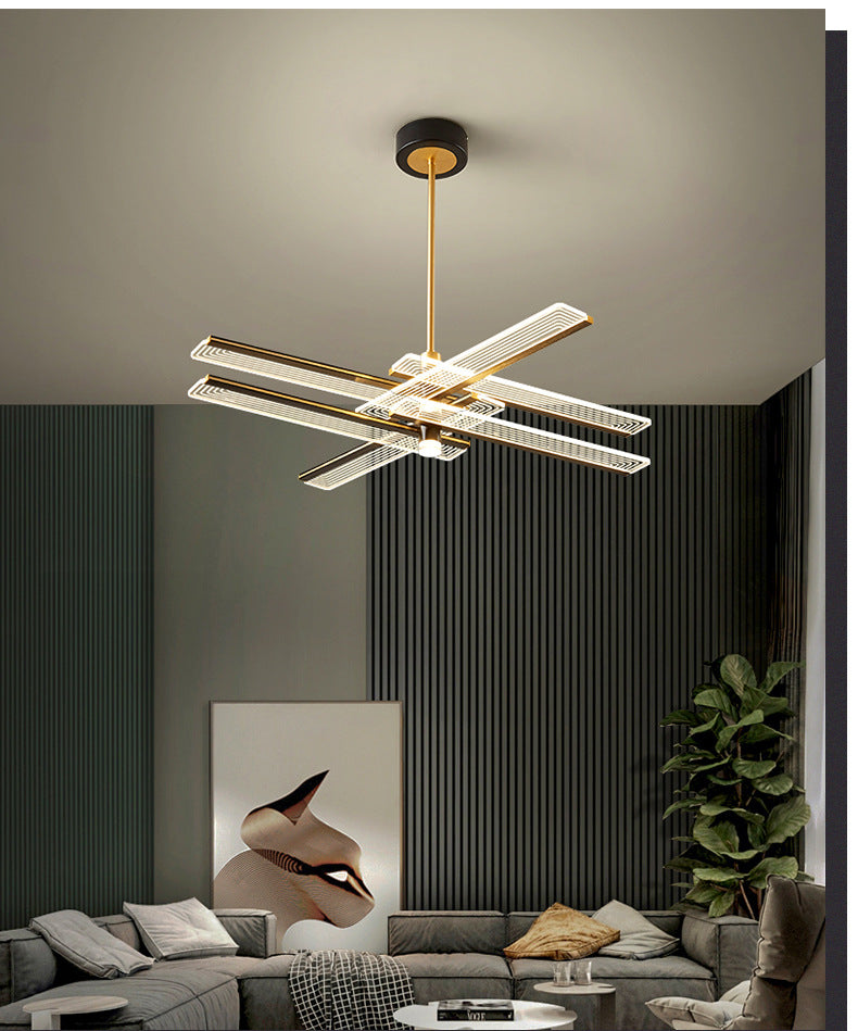 Rectangular Panel Hanging Light Fixture Modern Acrylic Black LED Chandelier - Rebooters