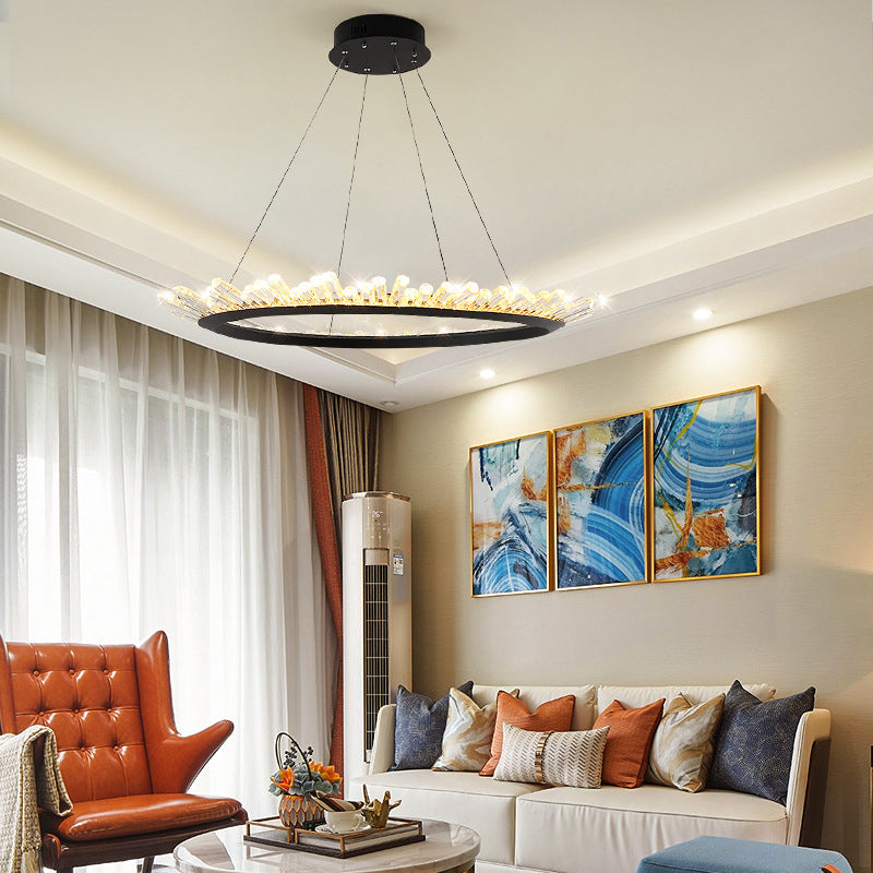 Minimalist Ring-Shape LED Chandelier Crystal Stick Light - Rebooters