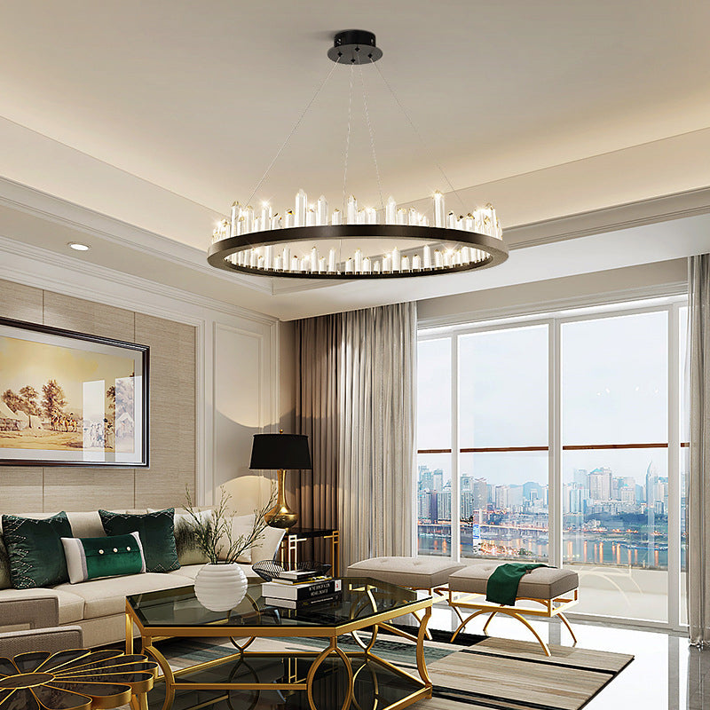 Minimalist Ring-Shape LED Chandelier Crystal Stick Light - Rebooters
