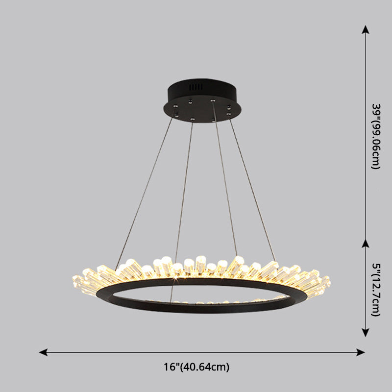 Minimalist Ring-Shape LED Chandelier Crystal Stick Light - Rebooters