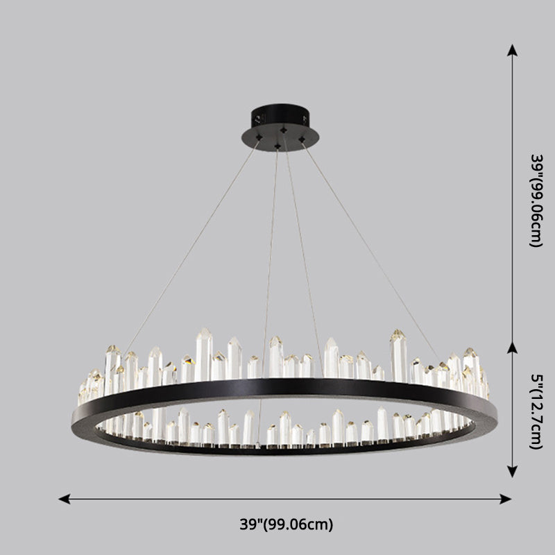 Minimalist Ring-Shape LED Chandelier Crystal Stick Light - Rebooters