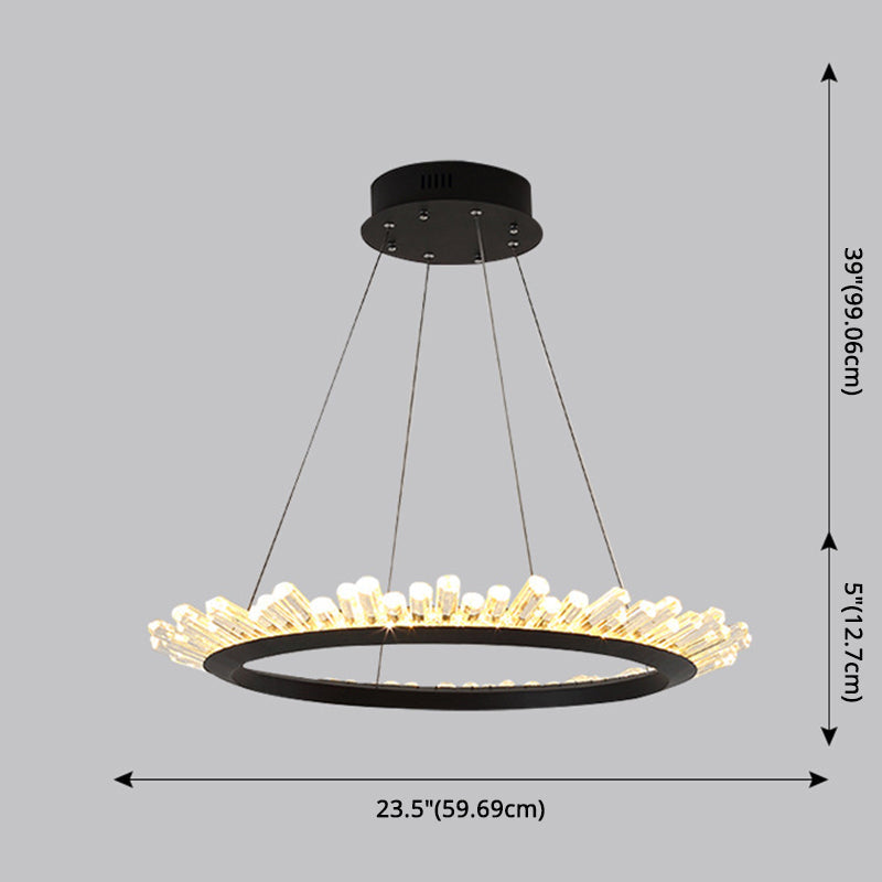 Minimalist Ring-Shape LED Chandelier Crystal Stick Light - Rebooters