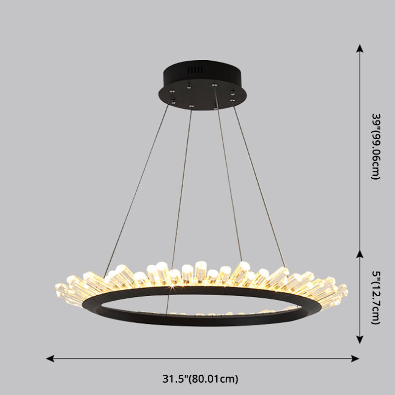 Minimalist Ring-Shape LED Chandelier Crystal Stick Light - Rebooters