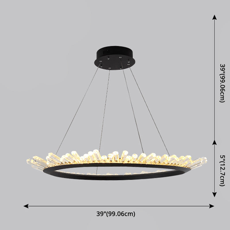 Minimalist Ring-Shape LED Chandelier Crystal Stick Light - Rebooters