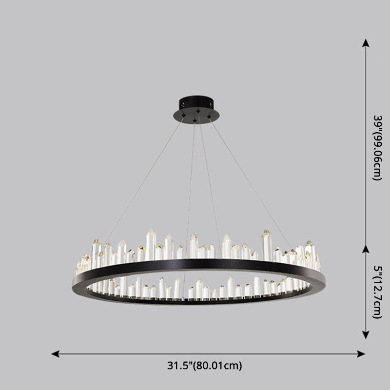 Minimalist Ring-Shape LED Chandelier Crystal Stick Light - Rebooters