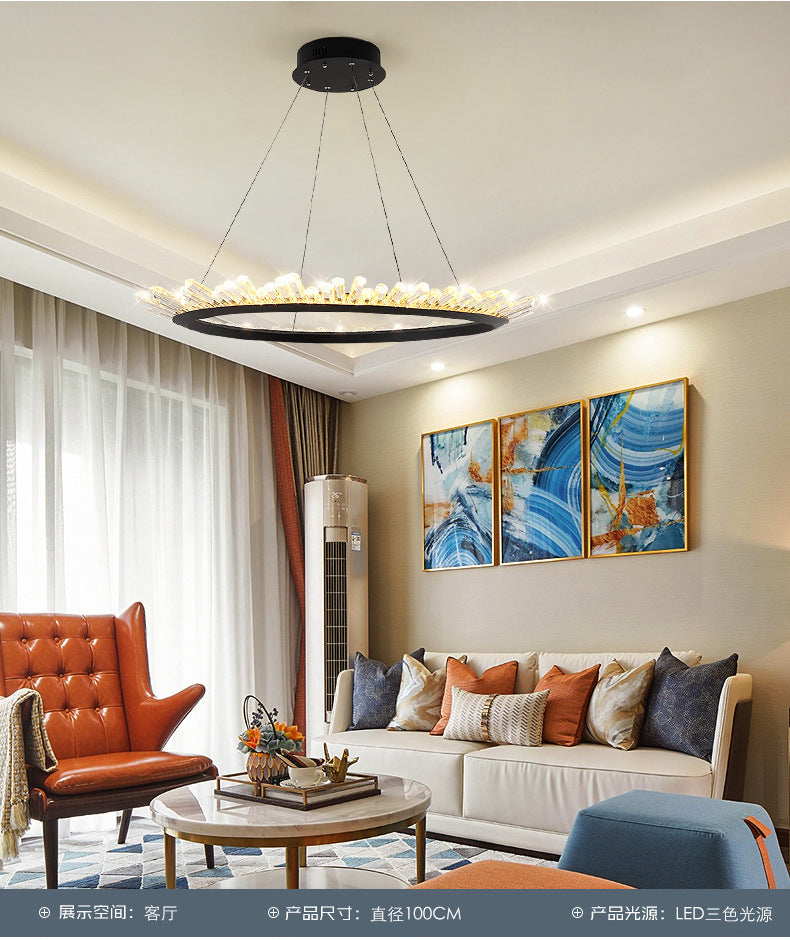 Minimalist Ring-Shape LED Chandelier Crystal Stick Light - Rebooters