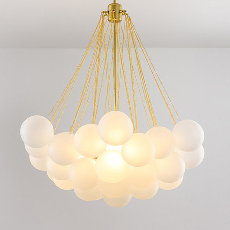 Frosted White Glass Bubbles Suspension Light Stylish Nordic Chandelier - Rebooters