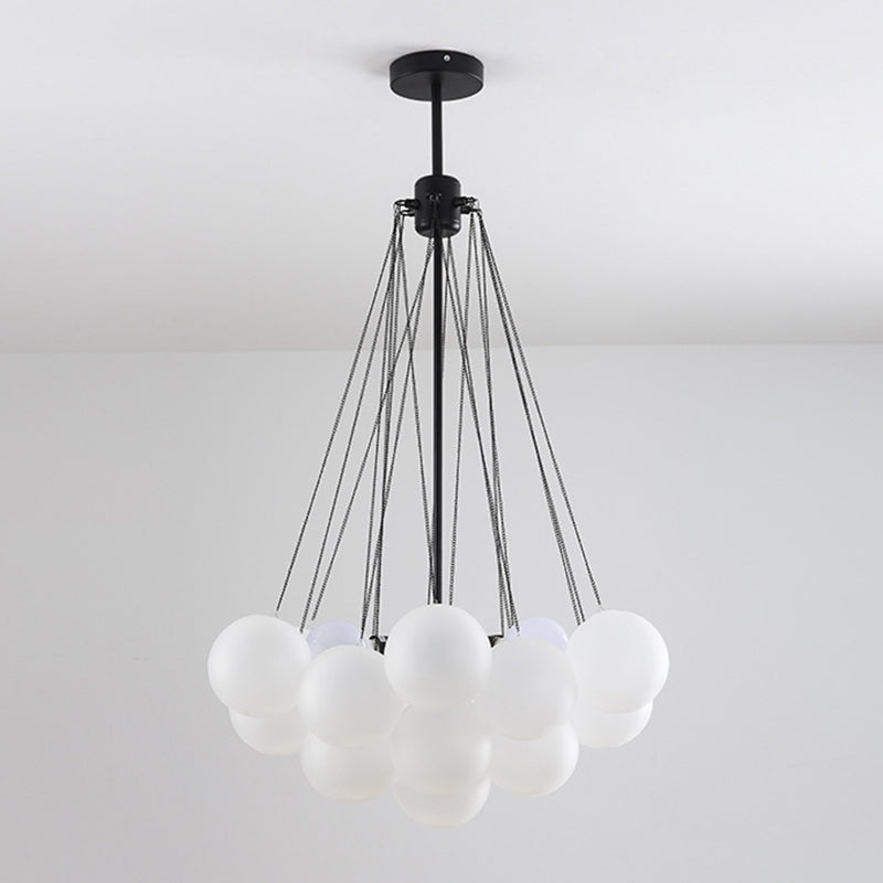 Frosted White Glass Bubbles Suspension Light Stylish Nordic Chandelier - Rebooters
