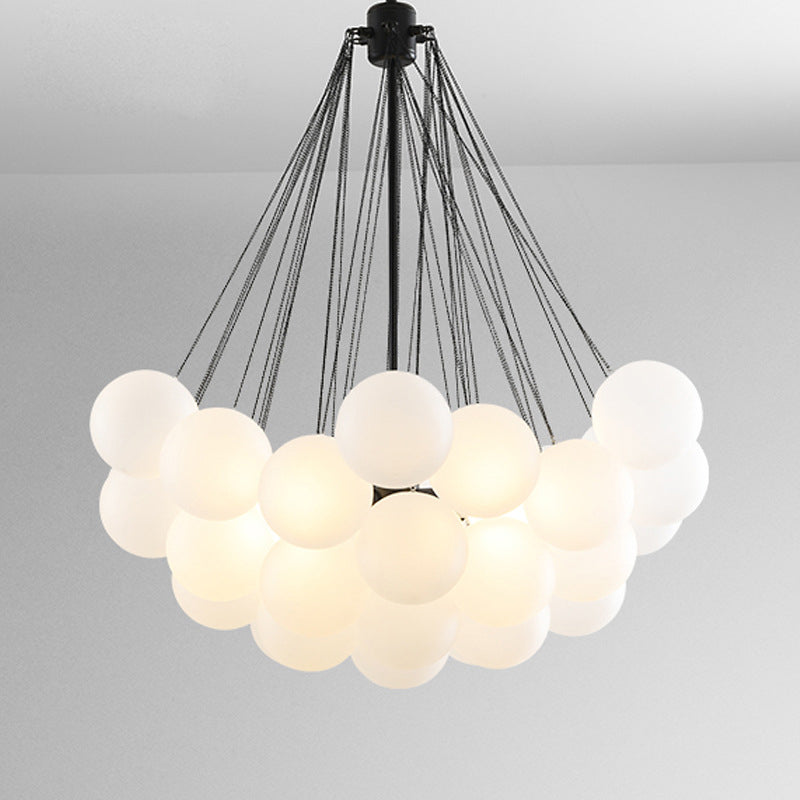 Frosted White Glass Bubbles Suspension Light Stylish Nordic Chandelier - Rebooters
