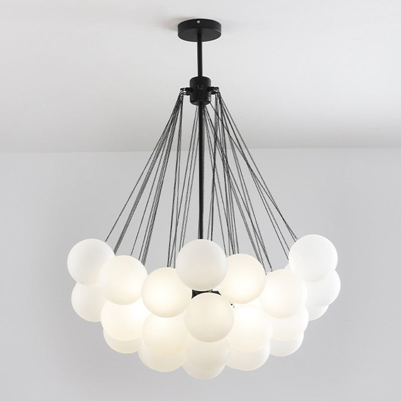 Frosted White Glass Bubbles Suspension Light Stylish Nordic Chandelier - Rebooters