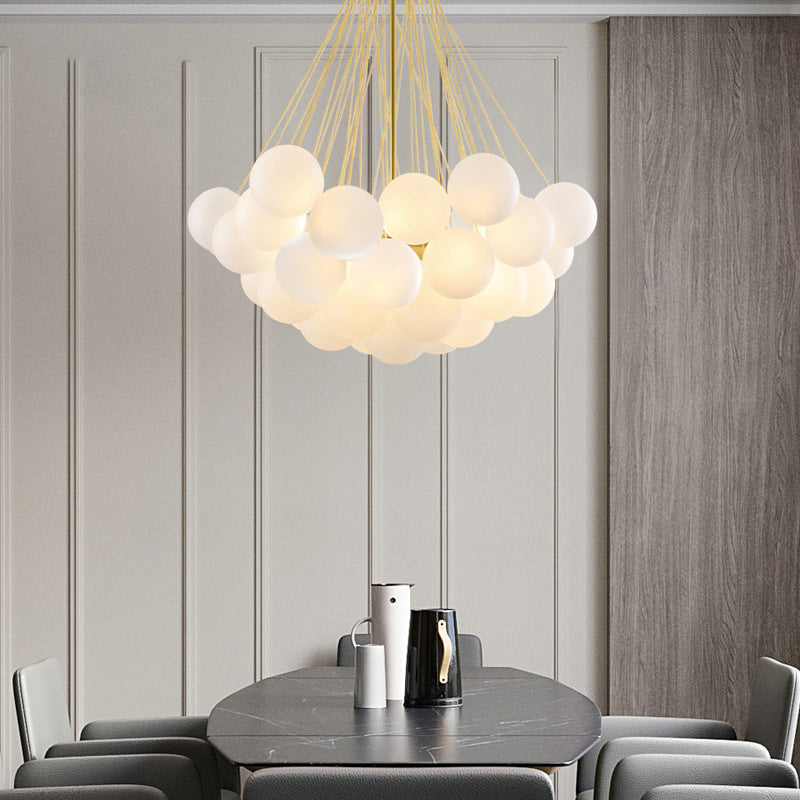 Frosted White Glass Bubbles Suspension Light Stylish Nordic Chandelier - Rebooters