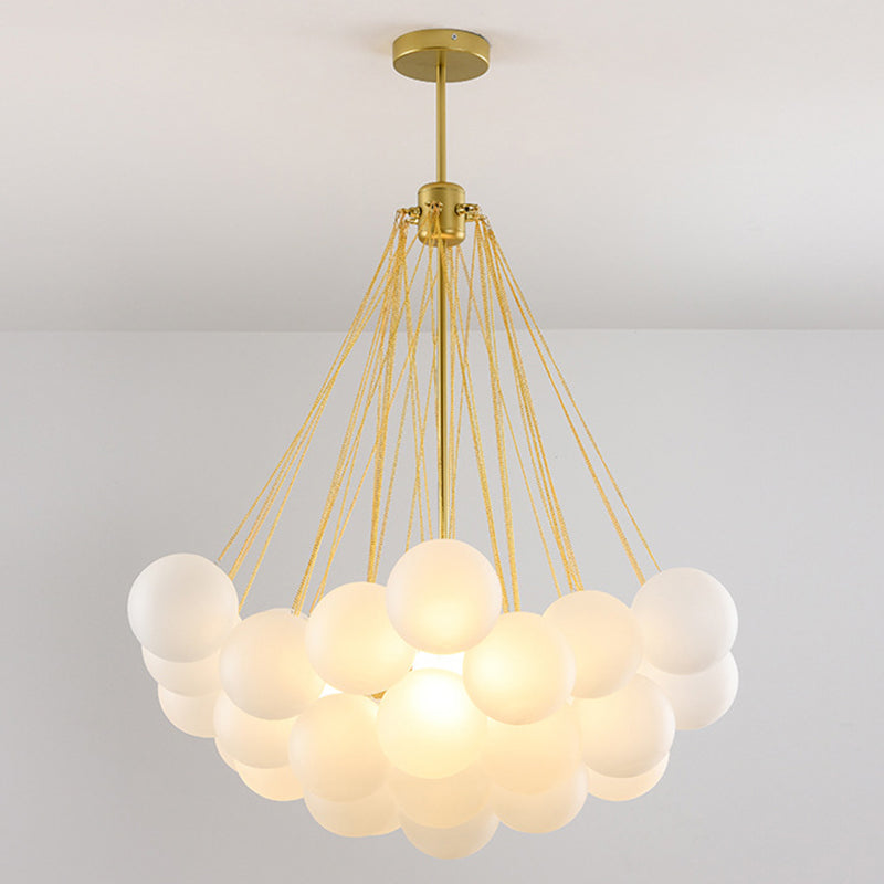 Frosted White Glass Bubbles Suspension Light Stylish Nordic Chandelier - Rebooters