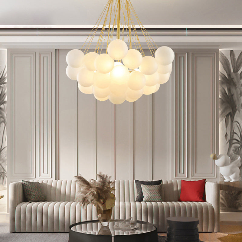 Frosted White Glass Bubbles Suspension Light Stylish Nordic Chandelier - Rebooters