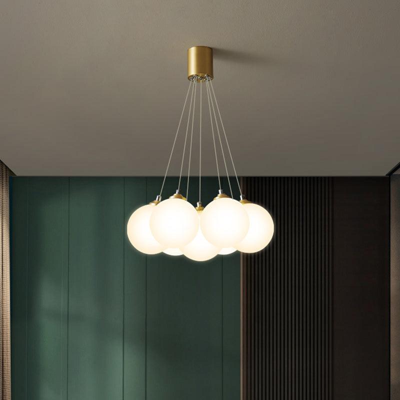 Balloons Hanging Pendant Light Simplicity White Glass Chandelier - Rebooters