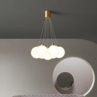 Balloons Hanging Pendant Light Simplicity White Glass Chandelier - Rebooters